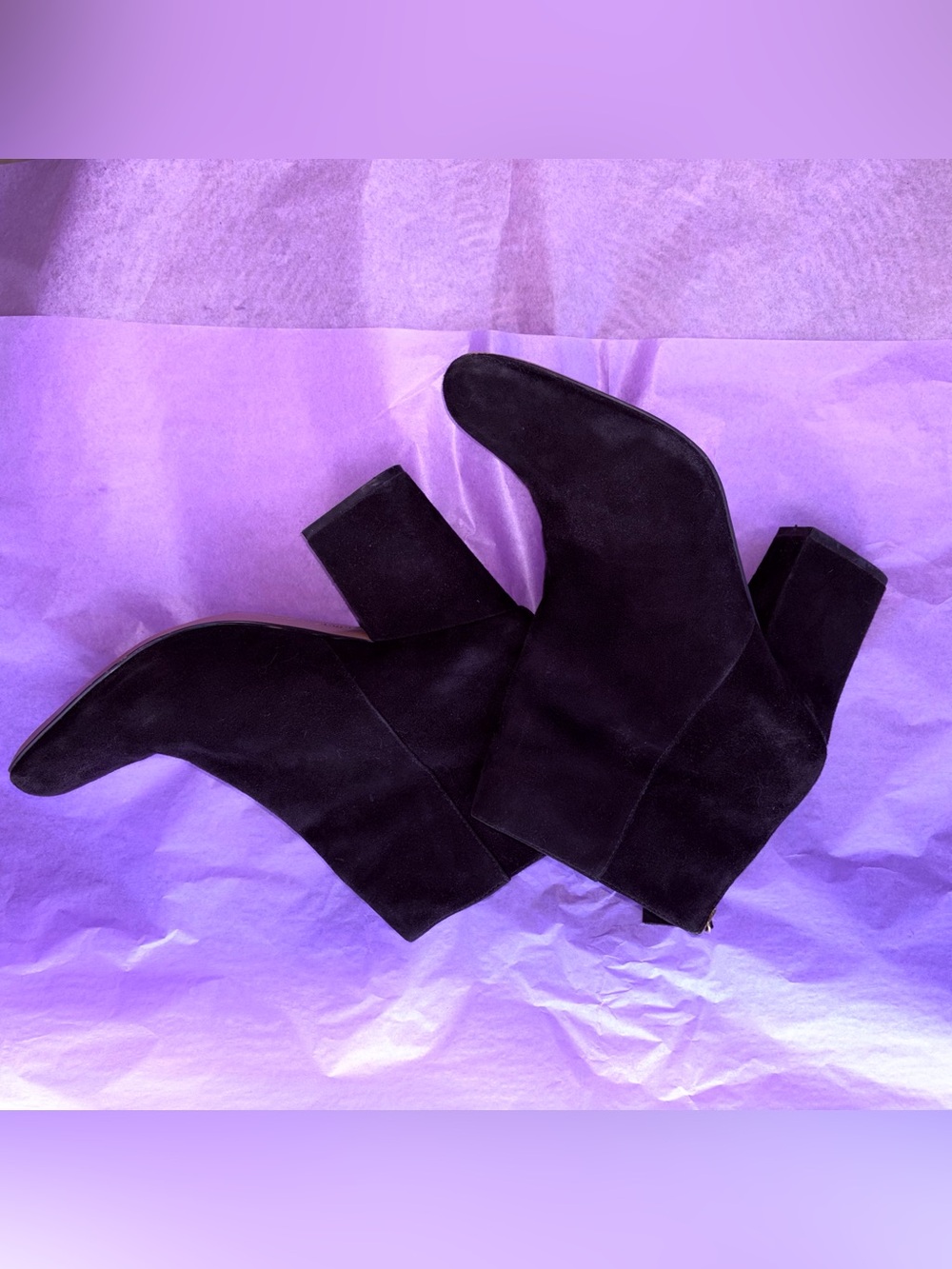 Nine West Black Suede Zip Ankle Booties